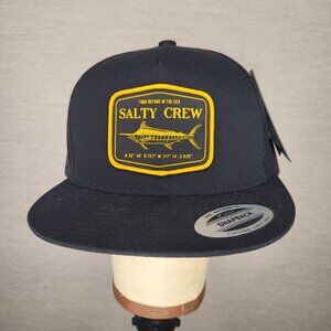 Salty Crew Stealth Black Trucker Adjustable Snapback NWT
